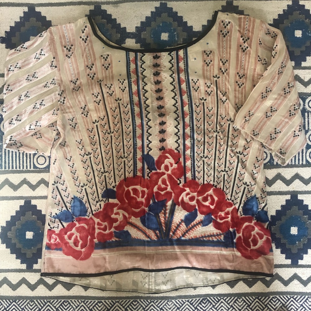 Moulinette Soeurs Posey Peasant Velvet Blouse